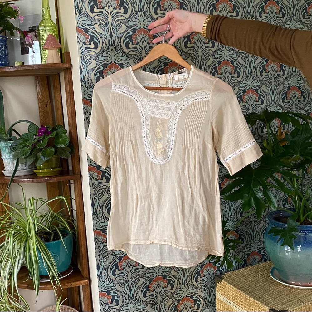 Urban Outfitters brand P&N sheer embroidered top